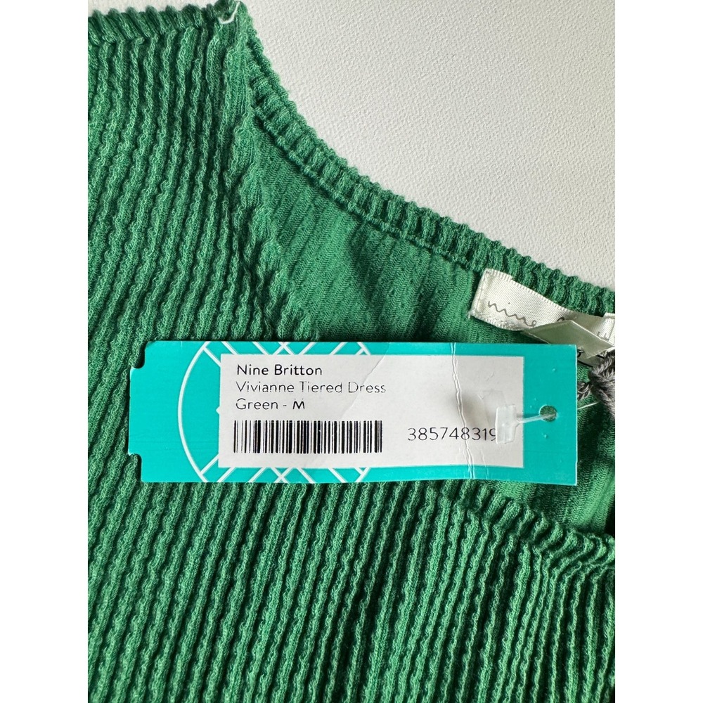 Nine Britton Vivianne Tiered Dress Women's M Green Ribbed Sleeveless Stitch Fix - Picture 3 of 6